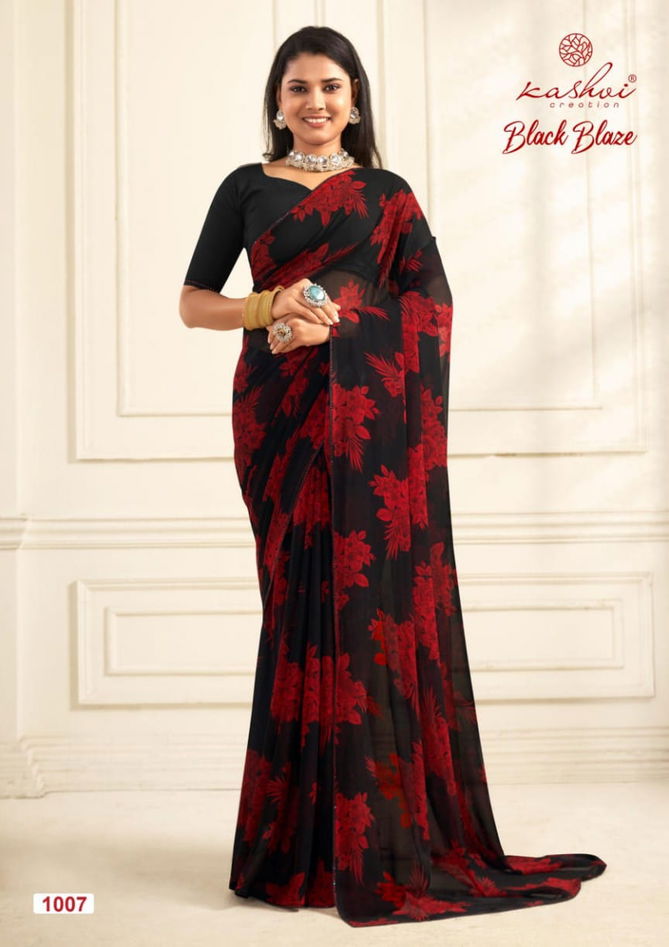 Black Blaze By Kashvi Daily Wear Georgette Sarees Wholesale Online